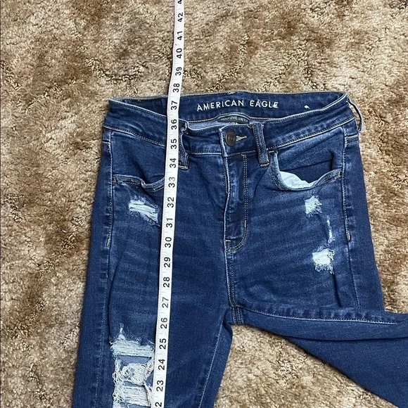 American Eagle Next Level Stretch High Rise Jegging SZ 2 Regular Distressed Rips - Picture 5 of 6